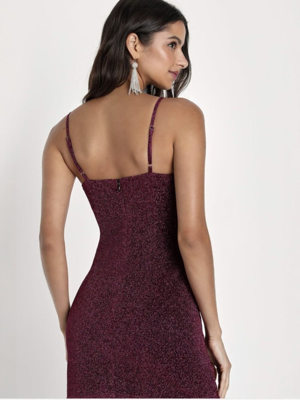 Lulus Vamped Up Magenta Sparkly Sleeveless Mini Dress​ NWT - Picture 4 of 8